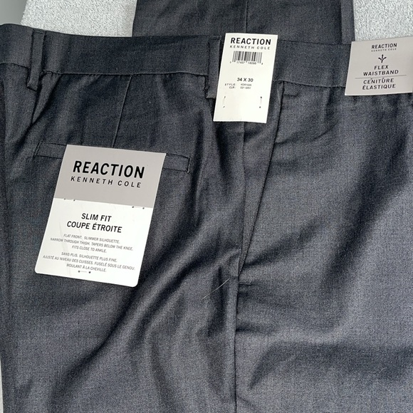 Kenneth Cole reaction slim fit flat front narrow through the thigh size 34 waist - Picture 3 of 13